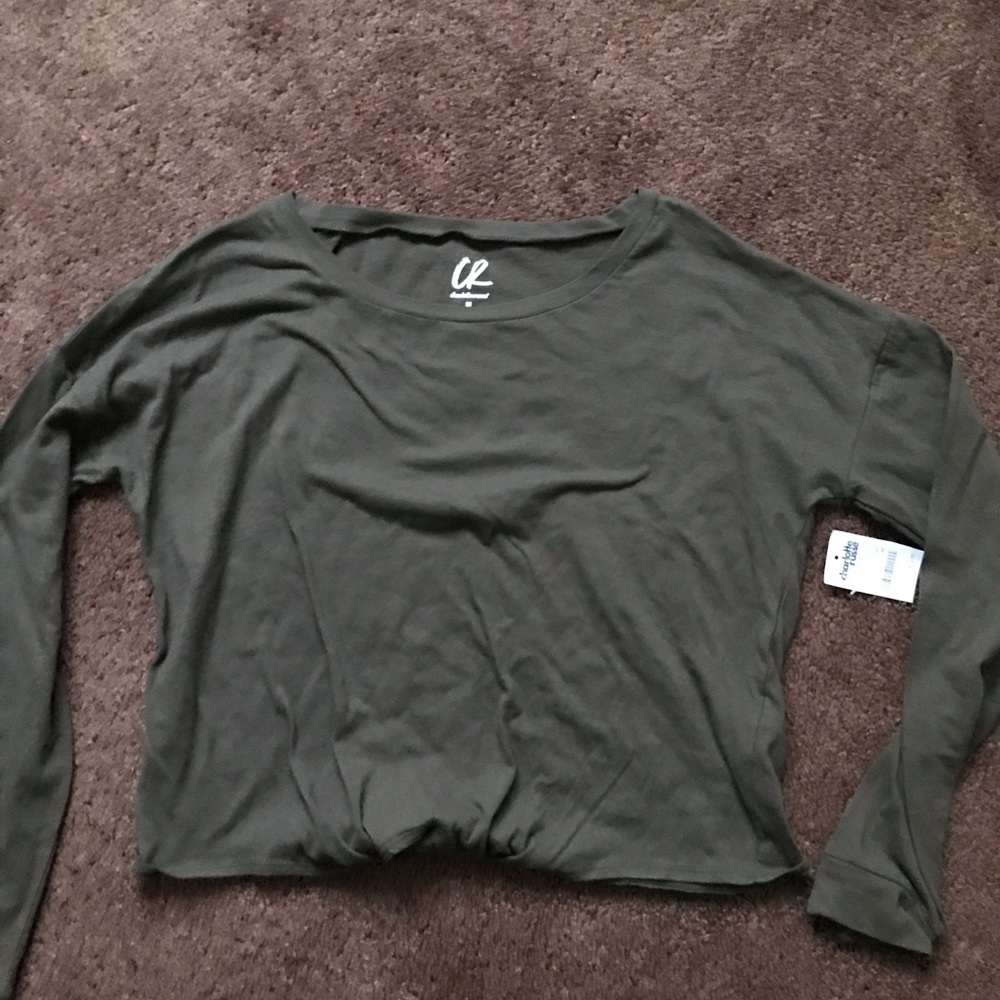 Long sleeved crop top tie front